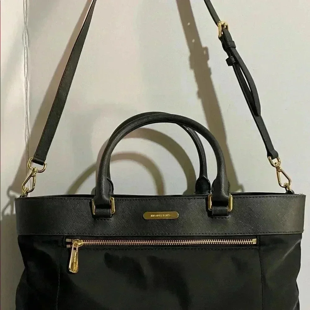 Michael kors Black nylon & saffiano leather satchel bag